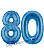 Zahl 80, Blau, Luftballons aus Folie zum 80. Geburtstag