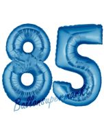 Zahl 85 Blau, Luftballons aus Folie zum 85. Geburtstag, 100 cm, inklusive Helium