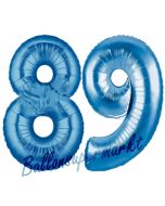 Zahl 89 Blau, Luftballons aus Folie zum 89. Geburtstag, 100 cm, inklusive Helium