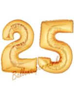 Zahl 25 Gold, Luftballons aus Folie zum 25. Geburtstag, 100 cm, inklusive Helium