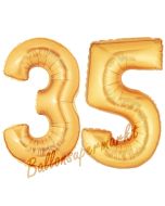 Zahl 35, Gold, Luftballons aus Folie zum 35. Geburtstag, 100 cm, inklusive Helium