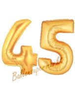 Zahl 45, Gold, Luftballons aus Folie zum 45. Geburtstag, 100 cm, inklusive Helium