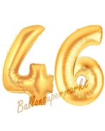Zahl 46, Gold, Luftballons aus Folie zum 46. Geburtstag, 100 cm, inklusive Helium