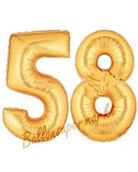 Zahl 58, Gold, Luftballons aus Folie zum 58. Geburtstag, 100 cm, inklusive Helium