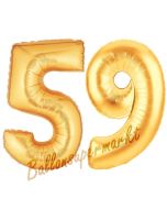 Zahl 59, Gold, Luftballons aus Folie zum 59. Geburtstag, 100 cm, inklusive Helium