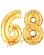 Zahl 68, Gold, Luftballons aus Folie zum 68. Geburtstag, 100 cm, inklusive Helium