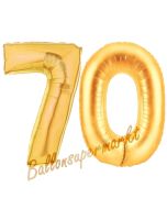 Zahl 70, Gold, Luftballons aus Folie zum 70. Geburtstag
