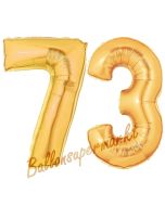 Zahl 73, Gold, Luftballons aus Folie zum 73. Geburtstag, 100 cm, inklusive Helium