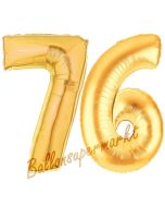 Zahl 76 Gold, Luftballons aus Folie zum 76. Geburtstag, 100 cm, inklusive Helium