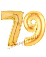 Zahl 79 Gold, Luftballons aus Folie zum 79. Geburtstag, 100 cm, inklusive Helium