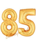 Zahl 85, Gold, Luftballons aus Folie zum 85. Geburtstag, 100 cm, inklusive Helium