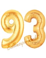 Zahl 93, Gold, Luftballons aus Folie zum 93. Geburtstag, 100 cm, inklusive Helium