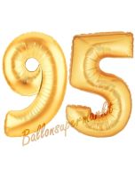 Zahl 95, Gold, Luftballons aus Folie zum 95. Geburtstag, 100 cm, inklusive Helium