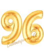Zahl 96, Gold, Luftballons aus Folie zum 96. Geburtstag, 100 cm, inklusive Helium
