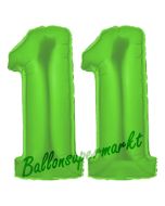 Zahl 11 Grün, Luftballons aus Folie zum 11. Geburtstag, 100 cm, inklusive Helium