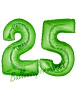 Zahl 25 Grün, Luftballons aus Folie zum 25. Geburtstag, 100 cm, inklusive Helium