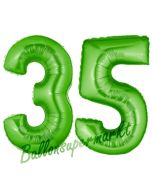 Zahl 35 Grün, Luftballons aus Folie zum 35. Geburtstag, 100 cm, inklusive Helium