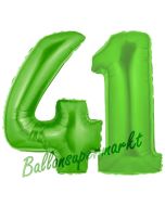 Zahl 41 Grün, Luftballons aus Folie zum 41. Geburtstag, 100 cm, inklusive Helium
