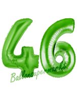 Zahl 46 Grün, Luftballons aus Folie zum 46. Geburtstag, 100 cm, inklusive Helium