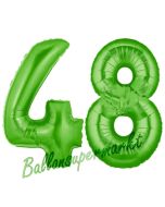 Zahl 48 Grün, Luftballons aus Folie zum 48. Geburtstag, 100 cm, inklusive Helium