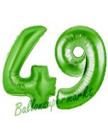 Zahl 49 Grün, Luftballons aus Folie zum 49. Geburtstag, 100 cm, inklusive Helium
