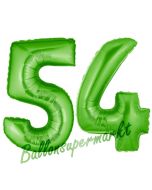 Zahl 54, Grün, Luftballons aus Folie zum 54. Geburtstag, 100 cm, inklusive Helium