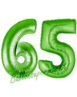 Zahl 65, Grün, Luftballons aus Folie zum 65. Geburtstag, 100 cm, inklusive Helium