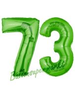 Zahl 73, Grün, Luftballons aus Folie zum 73. Geburtstag, 100 cm, inklusive Helium