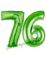 Zahl 76 Grün Luftballons aus Folie zum 76. Geburtstag, 100 cm, inklusive Helium
