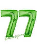 Zahl 77 Grün Luftballons aus Folie zum 77. Geburtstag, 100 cm, inklusive Helium