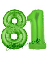 Zahl 81 Grün Luftballons aus Folie zum 81. Geburtstag, 100 cm, inklusive Helium