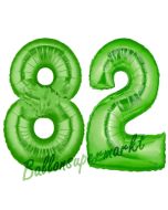 Zahl 82 Grün Luftballons aus Folie zum 82. Geburtstag, 100 cm, inklusive Helium