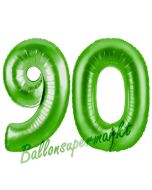 Zahl 90 Grün Luftballons aus Folie zum 90. Geburtstag, 100 cm, inklusive Helium
