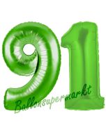 Zahl 91 Grün Luftballons aus Folie zum 91. Geburtstag, 100 cm, inklusive Helium