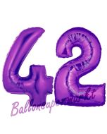 Zahl 42, Lila, Luftballons aus Folie zum 42. Geburtstag, 100 cm, inklusive Helium