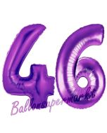 Zahl 46, Lila, Luftballons aus Folie zum 46. Geburtstag, 100 cm, inklusive Helium