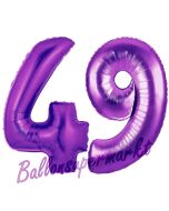 Zahl 49, Lila, Luftballons aus Folie zum 49. Geburtstag, 100 cm, inklusive Helium
