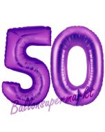 Zahl 50, Lila, Luftballons aus Folie zum 50. Geburtstag