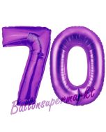 Zahl 70, Lila, Luftballons aus Folie zum 70. Geburtstag