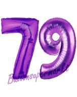 Zahl 79, Lila, Luftballons aus Folie zum 79. Geburtstag, 100 cm, inklusive Helium