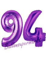 Zahl 94, Lila, Luftballons aus Folie zum 94. Geburtstag, 100 cm, inklusive Helium