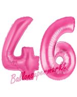 Zahl 46, Pink, Luftballons aus Folie zum 46. Geburtstag, 100 cm, inklusive Helium