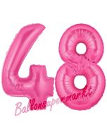 Zahl 48, Pink, Luftballons aus Folie zum 48. Geburtstag, 100 cm, inklusive Helium