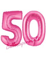 Zahl 50, Pink, Luftballons aus Folie zum 50. Geburtstag