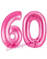 Zahl 60, Pink, Luftballons aus Folie zum 60. Geburtstag