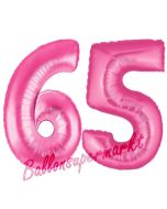 Zahl 65, Pink, Luftballons aus Folie zum 65. Geburtstag, 100 cm, inklusive Helium