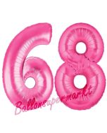 Zahl 68, Pink, Luftballons aus Folie zum 68. Geburtstag, 100 cm, inklusive Helium