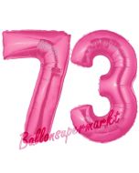 Zahl 73, Pink, Luftballons aus Folie zum 73. Geburtstag, 100 cm, inklusive Helium