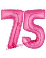 Zahl 75, Pink, Luftballons aus Folie zum 75. Geburtstag, 100 cm, inklusive Helium