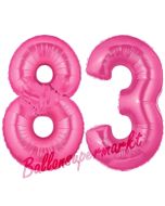 Zahl 83, Pink, Luftballons aus Folie zum 83. Geburtstag, 100 cm, inklusive Helium